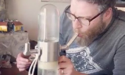 Seth Rogen Smokes Prototype Gravity Bong